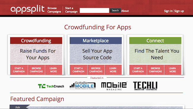 Appsplit mobile app crowdfunding