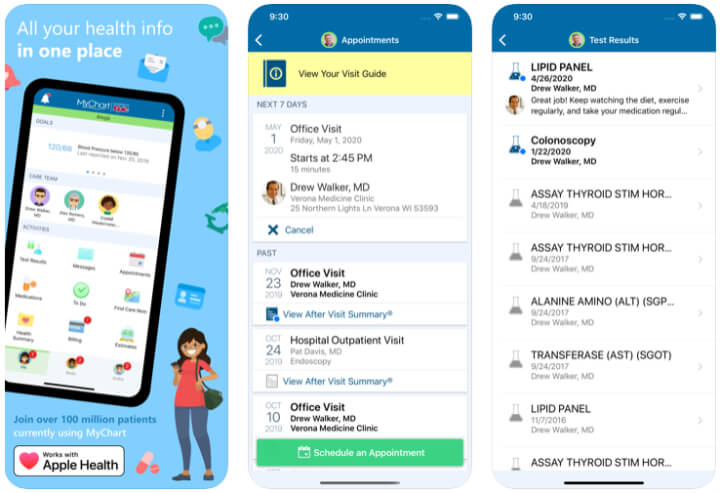 MyChart App, Healthcare mobile apps