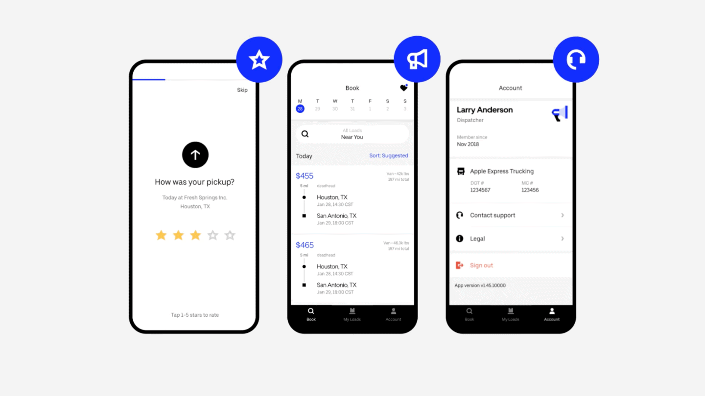 Uber Freight User interface